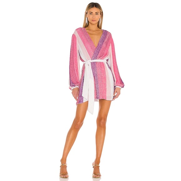 retrofete Gabrielle Dress Multi Pink Stripe Mini - Picture 2 of 11